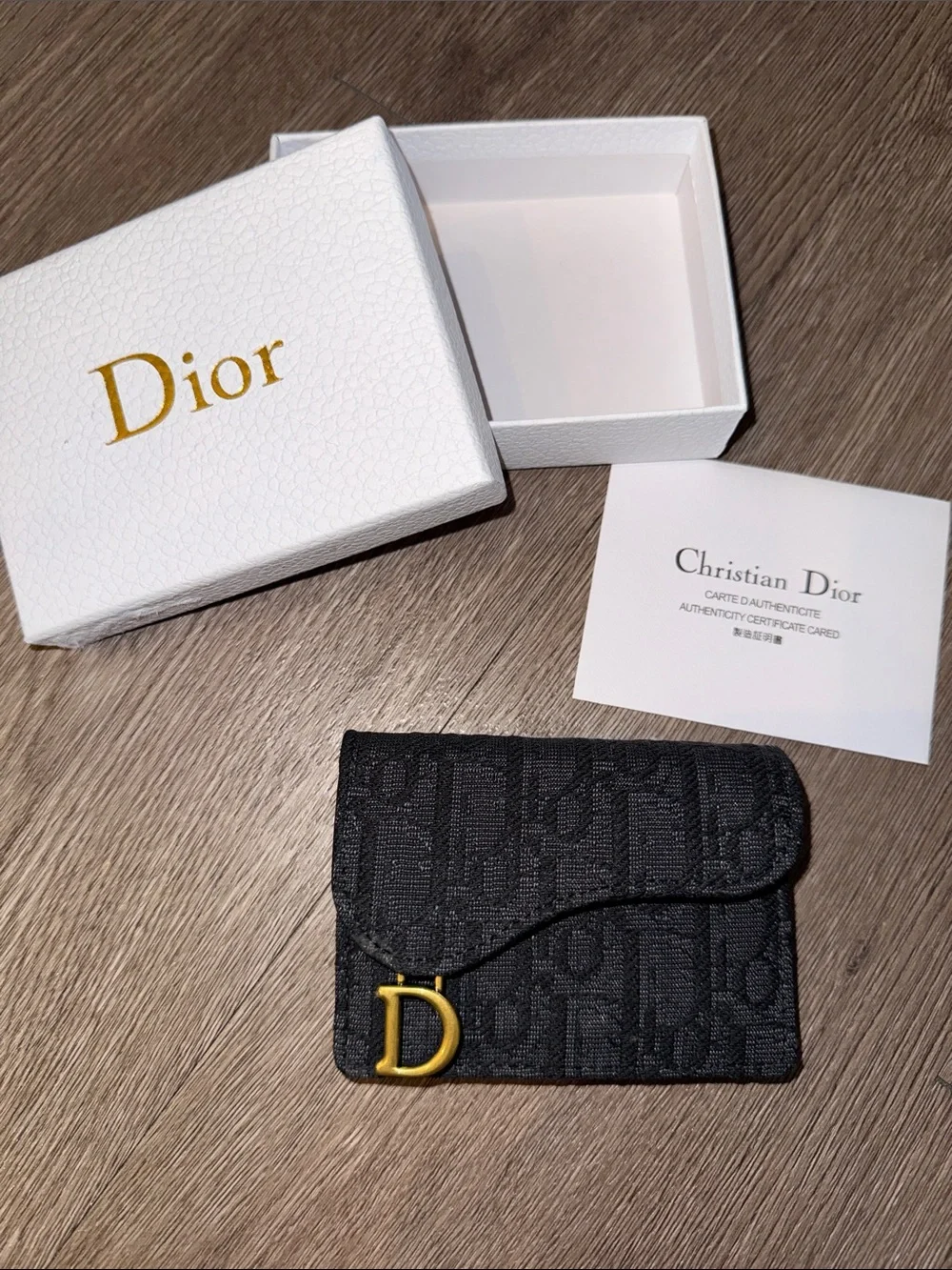 Christian Dior Black / Gray Bloom Card Holder